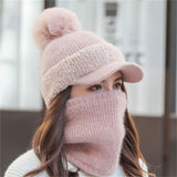 Maxbell Warm Beanie Hat Scarf Set Skull Caps Knit Slouchy Snow Ski Cycling  Pink