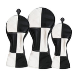 Maxbell 3Pieces Golf Wood Headcover Driver Hybrid Fairway Head Covers Guard Sleeve Black White