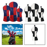 Maxbell 3Pieces Golf Wood Headcover Driver Hybrid Fairway Head Covers Guard Sleeve Black White