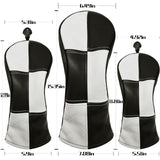 Maxbell 3Pieces Golf Wood Headcover Driver Hybrid Fairway Head Covers Guard Sleeve Black White