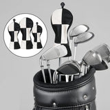 Maxbell 3Pieces Golf Wood Headcover Driver Hybrid Fairway Head Covers Guard Sleeve Black White