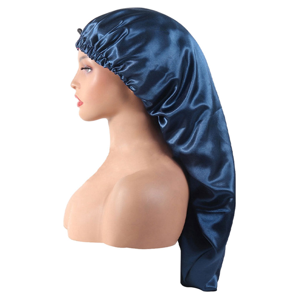 Maxbell Long Night Sleeping Caps Double-Color Large for Curly Hair Dreadlocks Girls navy blue