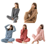 Maxbell Women Winter Pajama Set Fleece Pajamas Flannel Loungewear Nightwear Pink