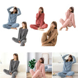 Maxbell Women Winter Pajama Set Fleece Pajamas Flannel Loungewear Nightwear Pink