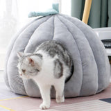 Maxbell Cat Dog House Bed Winter Washable Warm Round Nest Super Soft Cushion M Grey