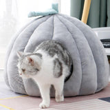 Maxbell Cat Dog House Bed Winter Washable Warm Round Nest Super Soft Cushion S Grey