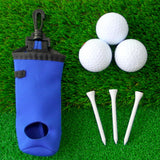 Maxbell Golf Ball Carry Bag with Hook for 3 Golf Ball 3 Tees Waist Pouch Blue Set