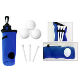 Maxbell Golf Ball Carry Bag with Hook for 3 Golf Ball 3 Tees Waist Pouch Blue Set