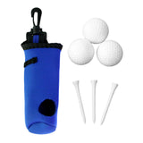 Maxbell Golf Ball Carry Bag with Hook for 3 Golf Ball 3 Tees Waist Pouch Blue Set