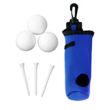 Maxbell Golf Ball Carry Bag with Hook for 3 Golf Ball 3 Tees Waist Pouch Blue Set