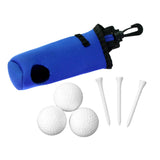 Maxbell Golf Ball Carry Bag with Hook for 3 Golf Ball 3 Tees Waist Pouch Blue Set