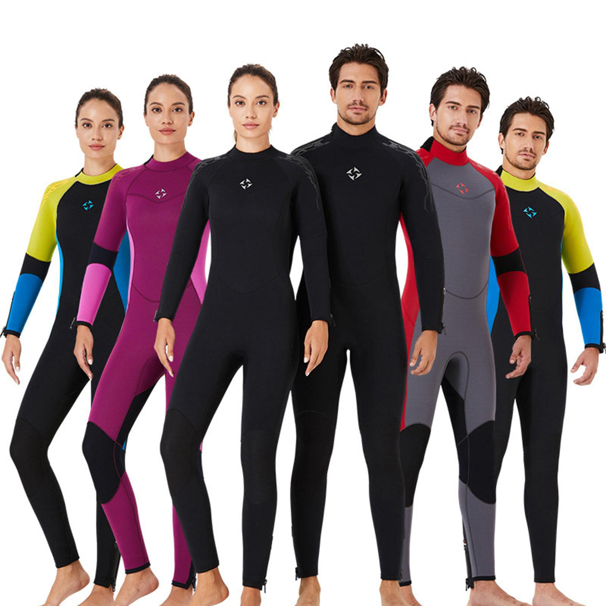 Maxbell Diving Wetsuit Full Length Surf Diving Suit Swimsuit Men Black XL