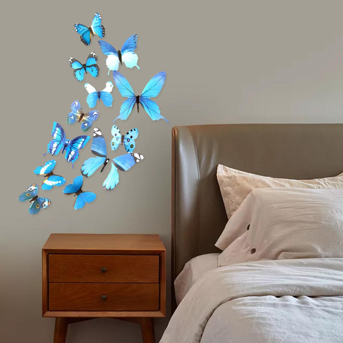Maxbell 12 Pieces 3D Butterfly Wall Stickers Self-adhesive Decals Room Decor Blue