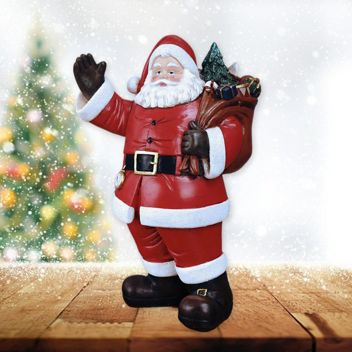 Maxbell Santa Claus Figurines Christmas Home Resin Ornaments Bring Gift