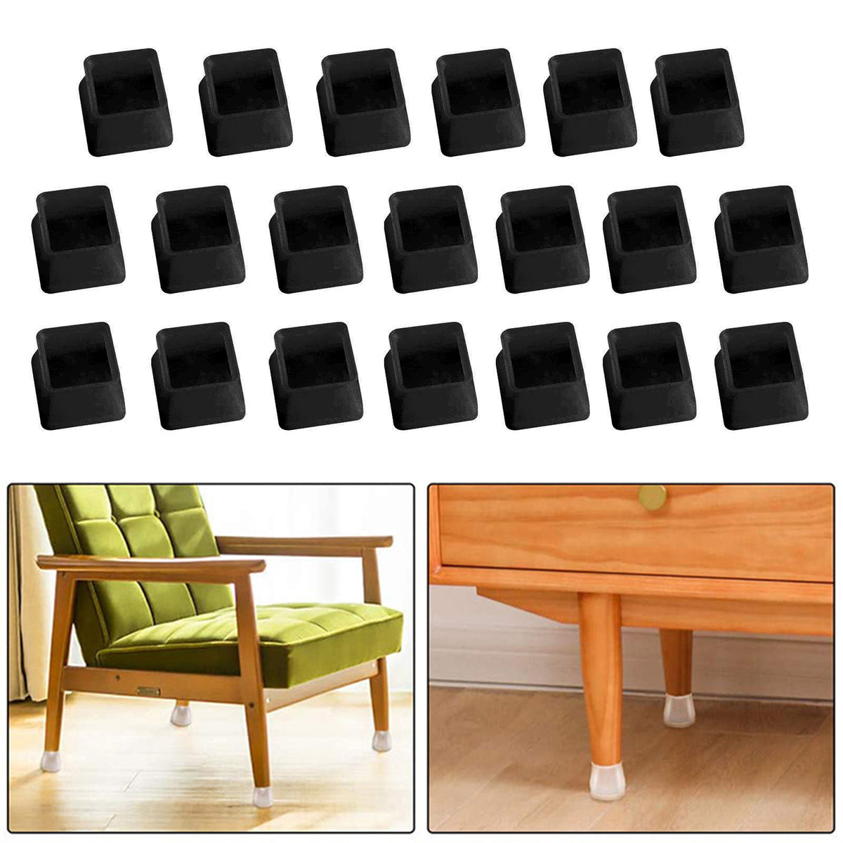 Maxbell 20Pack Silicone Slider Chair Leg Protector Hardwood Floors, Fits All Shape B Small Square