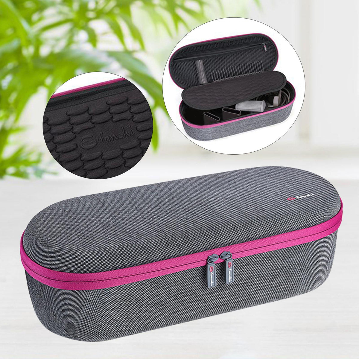 Maxbell Compact Hair Dryer Storage Bag Shockproof Precise Fit for Dyson Hair Dryer Black Gray A