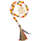 Maxbell Wooden Bead with Tassels Farmhouse Beads Home Decor Orange maple leaf