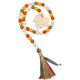 Maxbell Wooden Bead with Tassels Farmhouse Beads Home Decor Orange maple leaf