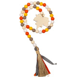 Maxbell Wooden Bead with Tassels Farmhouse Beads Home Decor Orange maple leaf