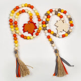 Maxbell Wooden Bead with Tassels Farmhouse Beads Home Decor Orange maple leaf