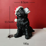 Maxbell Resin Christmas Hat Dog Statue Crafts Cute Decorations Figurine for Garden 3.35x4.53inch