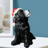 Maxbell Resin Christmas Hat Dog Statue Crafts Cute Decorations Figurine for Garden 3.35x4.53inch