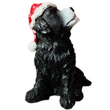 Maxbell Resin Christmas Hat Dog Statue Crafts Cute Decorations Figurine for Garden 3.35x4.53inch