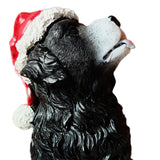 Maxbell Resin Christmas Hat Dog Statue Crafts Cute Decorations Figurine for Garden 3.35x4.53inch