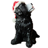 Maxbell Resin Christmas Hat Dog Statue Crafts Cute Decorations Figurine for Garden 3.35x4.53inch