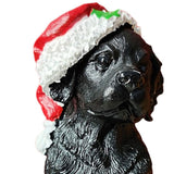 Maxbell Resin Christmas Hat Dog Statue Crafts Cute Decorations Figurine for Garden 3.35x6.10inch