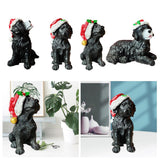 Maxbell Resin Christmas Hat Dog Statue Crafts Cute Decorations Figurine for Garden 3.35x6.10inch