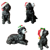 Maxbell Resin Christmas Hat Dog Statue Crafts Cute Decorations Figurine for Garden 3.35x6.10inch