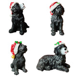 Maxbell Resin Christmas Hat Dog Statue Crafts Cute Decorations Figurine for Garden 3.35x6.10inch