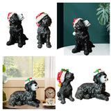 Maxbell Resin Christmas Hat Dog Statue Crafts Cute Decorations Figurine for Garden 3.35x6.10inch