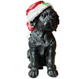 Maxbell Resin Christmas Hat Dog Statue Crafts Cute Decorations Figurine for Garden 3.35x6.10inch