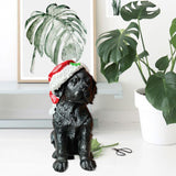 Maxbell Resin Christmas Hat Dog Statue Crafts Cute Decorations Figurine for Garden 3.35x6.10inch