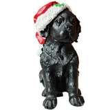 Maxbell Resin Christmas Hat Dog Statue Crafts Cute Decorations Figurine for Garden 3.35x6.10inch