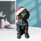 Maxbell Resin Christmas Hat Dog Statue Crafts Cute Decorations Figurine for Garden 3.35x6.10inch