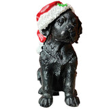 Maxbell Resin Christmas Hat Dog Statue Crafts Cute Decorations Figurine for Garden 3.35x6.10inch