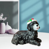 Maxbell Resin Christmas Hat Dog Statue Crafts Cute Decorations Figurine for Garden 3.54x4.33inch