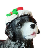 Maxbell Resin Christmas Hat Dog Statue Crafts Cute Decorations Figurine for Garden 3.54x4.33inch