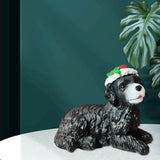 Maxbell Resin Christmas Hat Dog Statue Crafts Cute Decorations Figurine for Garden 3.54x4.33inch