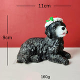 Maxbell Resin Christmas Hat Dog Statue Crafts Cute Decorations Figurine for Garden 3.54x4.33inch