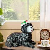 Maxbell Resin Christmas Hat Dog Statue Crafts Cute Decorations Figurine for Garden 3.54x4.33inch