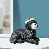 Maxbell Resin Christmas Hat Dog Statue Crafts Cute Decorations Figurine for Garden 3.54x4.33inch