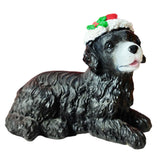 Maxbell Resin Christmas Hat Dog Statue Crafts Cute Decorations Figurine for Garden 3.54x4.33inch