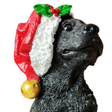 Maxbell Resin Christmas Hat Dog Statue Crafts Cute Decorations Figurine for Garden 3.54x6.30inch