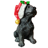 Maxbell Resin Christmas Hat Dog Statue Crafts Cute Decorations Figurine for Garden 3.54x6.30inch