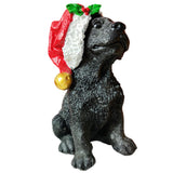 Maxbell Resin Christmas Hat Dog Statue Crafts Cute Decorations Figurine for Garden 3.54x6.30inch