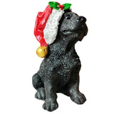 Maxbell Resin Christmas Hat Dog Statue Crafts Cute Decorations Figurine for Garden 3.54x6.30inch